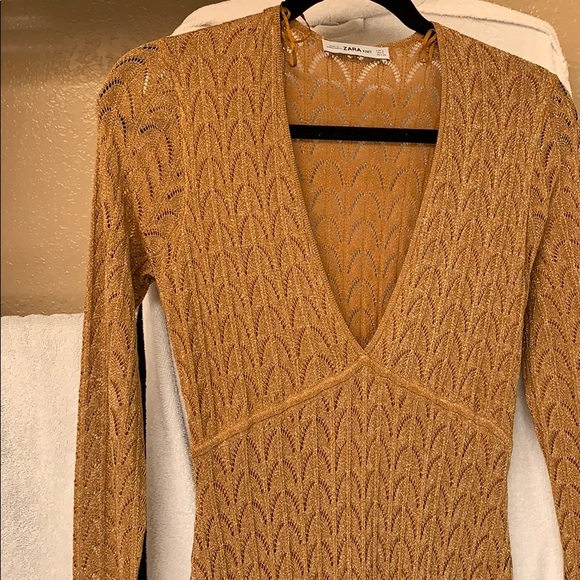 GORGEOUS ZARA NWT Long Metallic Knit Dress - Picture 8 of 8